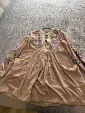 Free People Blush Pink Embroidered Mini Dress